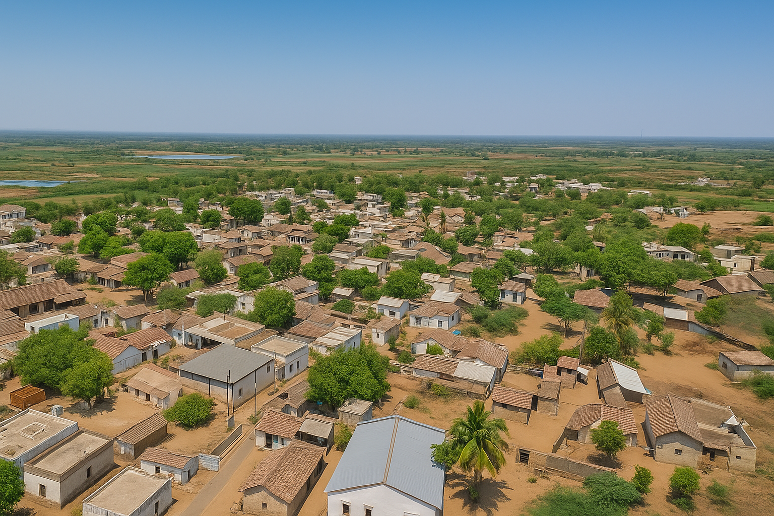 Aerial view of Karmad village